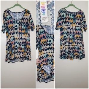 Lularoe Perfect T Size L Teal/Cream Top